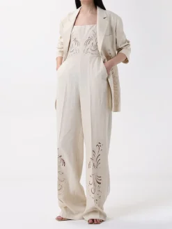 Blazer Twinset in misto lino con inserti in pizzo