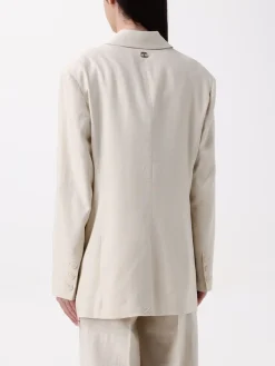 Blazer Twinset in misto lino con inserti in pizzo