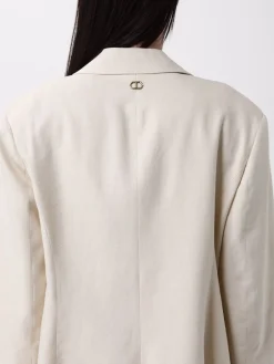 Blazer Twinset in misto lino con inserti in pizzo