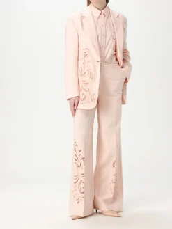 Blazer Twinset in misto lino con inserti in pizzo