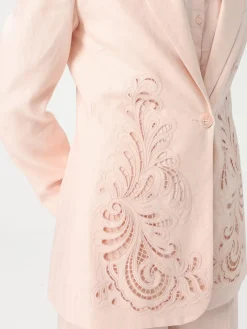 Blazer Twinset in misto lino con inserti in pizzo