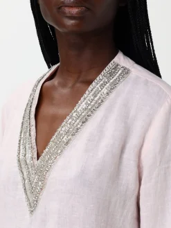 Blusa 120% Lino in lino con perline