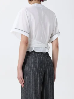 Blusa Brunello Cucinelli in cotone con monile nickel-free