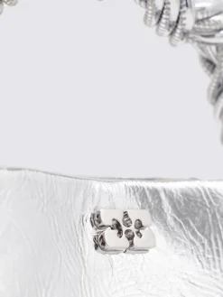 Borsa a mano Bou in pelle metallizzata Ganni