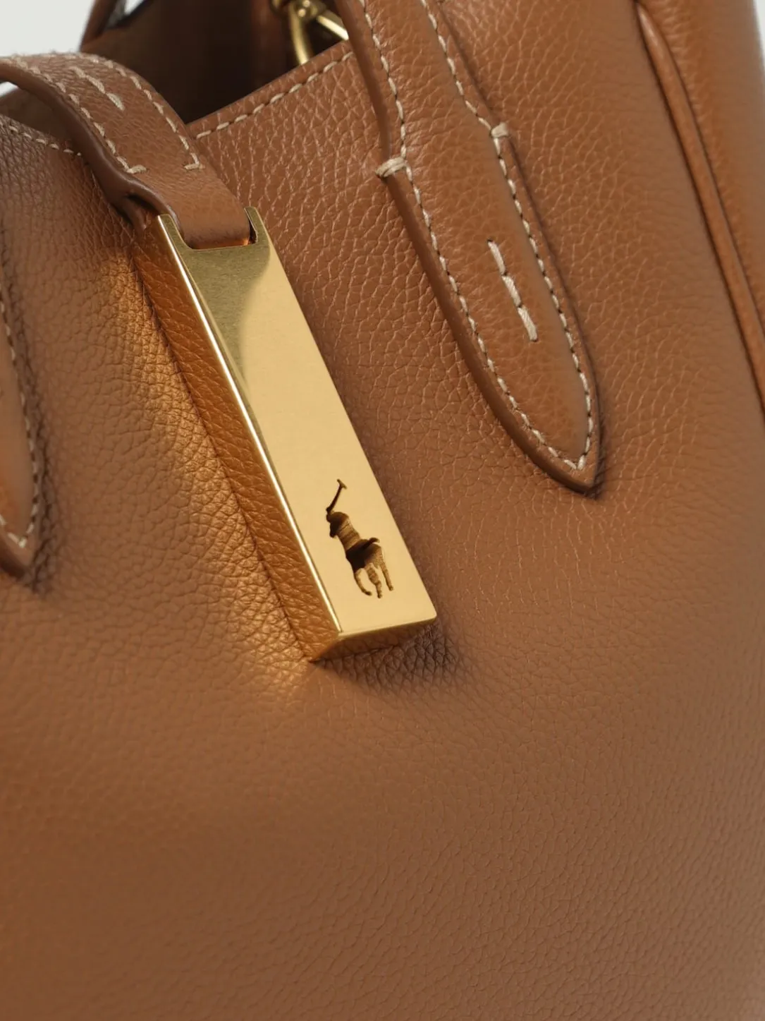 Borsa a mano in pelle a grana Polo Ralph Lauren