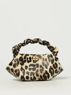 Borsa a mano in pelle di vitello animalier Bou Ganni