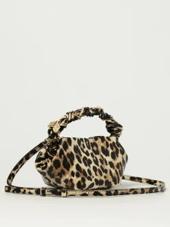 Borsa a mano in pelle di vitello animalier Bou Ganni