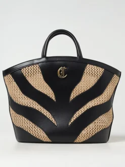 Borsa a mano in pelle e rafia Just Cavalli