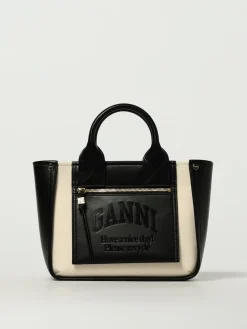 Borsa a mano in pelle sintetica e cotone Ganni