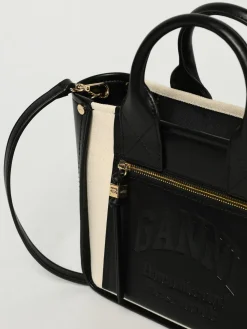 Borsa a mano in pelle sintetica e cotone Ganni