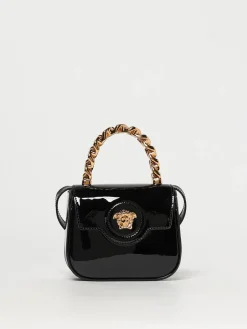 Borsa a mano in pelle verniciata Versace