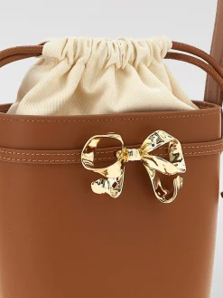 Borsa a secchiello in pelle con fiocco Self-Portrait