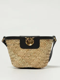 Borsa a secchiello in rafia Pinko