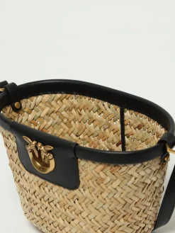 Borsa a secchiello in rafia Pinko