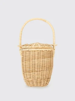 Borsa a secchiello in rafia Patou