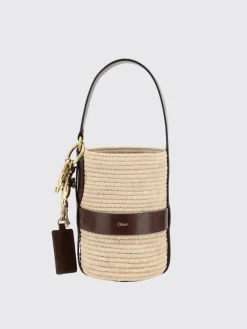 Borsa a secchiello Kerala 25 piccola in rafia e pelle ChloÉ