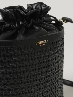 Borsa a secchiello Twinset in pelle sintetica intrecciata
