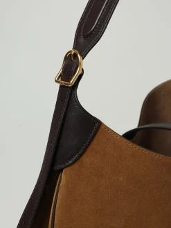 Borsa a spalla in camoscio e pelle Polo Ralph Lauren