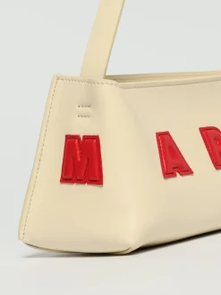 Borsa a spalla in pelle di vitello con logo Marni