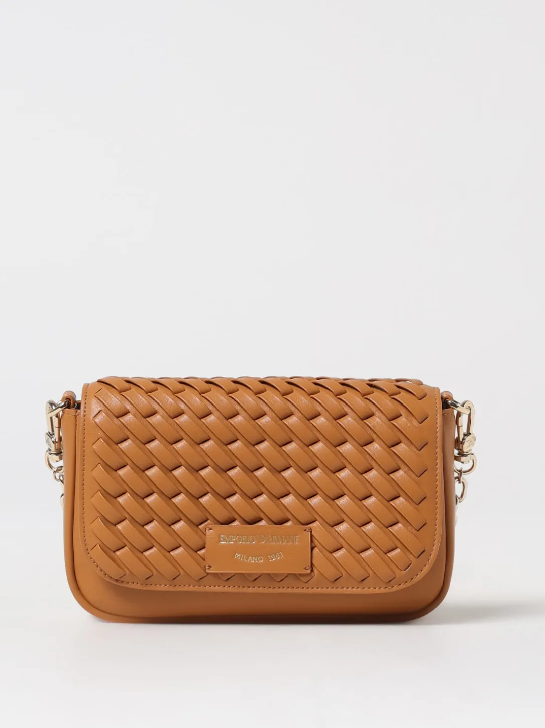 Borsa a spalla in pelle intrecciata Emporio Armani