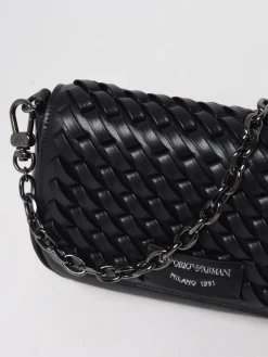 Borsa a spalla in pelle intrecciata Emporio Armani