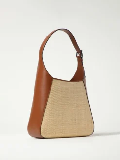 Borsa a spalla Lauren Ralph Lauren in pelle e rafia