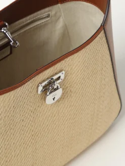 Borsa a spalla Lauren Ralph Lauren in pelle e rafia