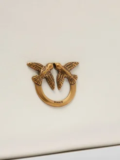 Borsa a spalla media in pelle con logo Pinko