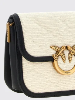 Borsa a spalla piccola Love Bag in canvas e pelle Pinko
