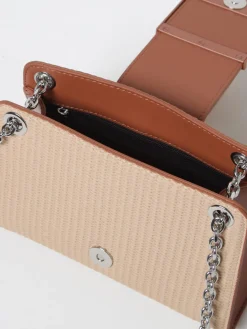 Borsa a tracolla Armani Exchange in pelle sintetica e rafia intrecciata