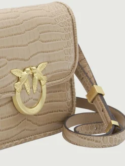 Borsa a tracolla in pelle stampa cocco Pinko