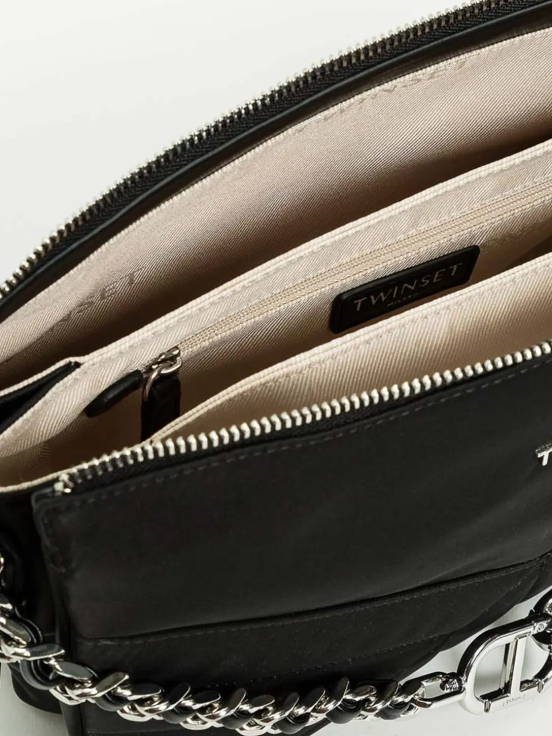 Borsa a tracolla in tessuto tecnico con logo Twinset