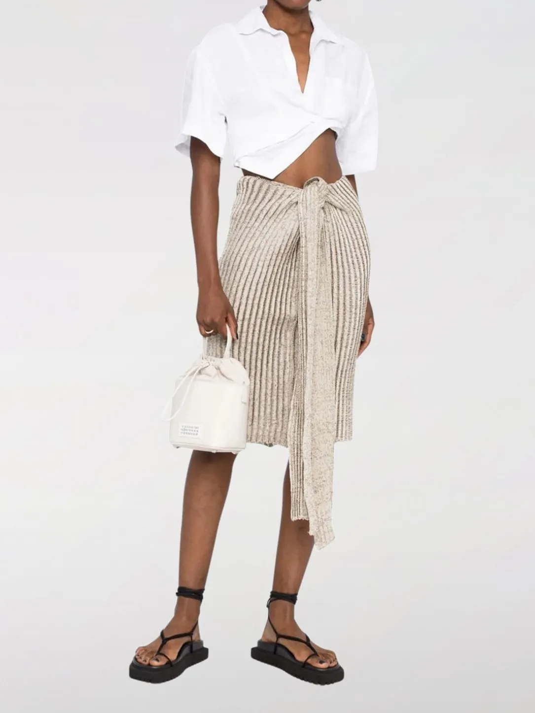 Borsa 5AC Maison Margiela in pelle a grana e canvas