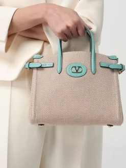 Borsa Antibes Small Valentino Garavani in canvas e pelle a grana