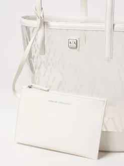 Borsa Armani Exchange in pvc e pelle sintetica con logo all over