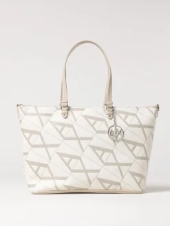 Borsa Armani Exchange in pelle sintetica a grana con monogram all over