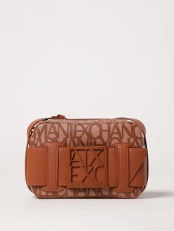 Borsa Armani Exchange in cotone spalmato con logo all over