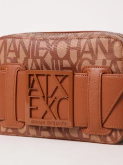 Borsa Armani Exchange in cotone spalmato con logo all over