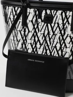 Borsa Armani Exchange in pvc e pelle sintetica con logo all over