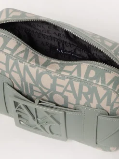 Borsa Armani Exchange in cotone spalmato con logo all over