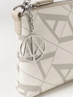 Borsa Armani Exchange in pelle sintetica a grana con monogram all over