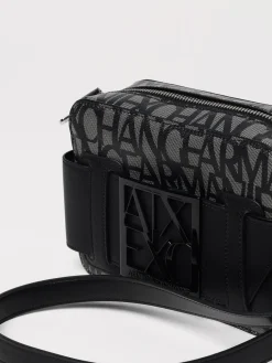 Borsa Armani Exchange in cotone spalmato con logo all over