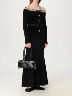 Borsa baguette Self-Portrait in pelle stampa cocco