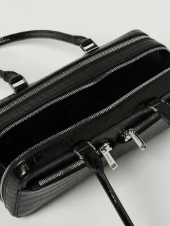 Borsa baguette Self-Portrait in pelle stampa cocco