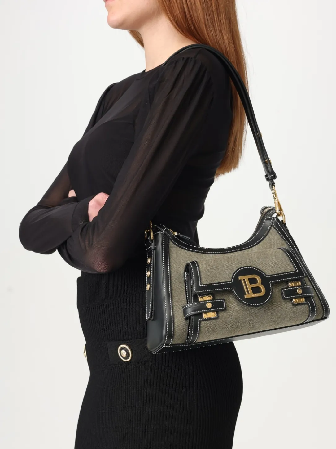 Borsa Balmain in canvas e pelle