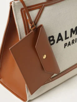 Borsa B-Army Balmain in canvas e pelle con logo ricamato