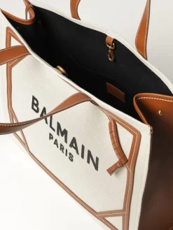 Borsa B-Army Balmain in canvas e pelle con logo ricamato