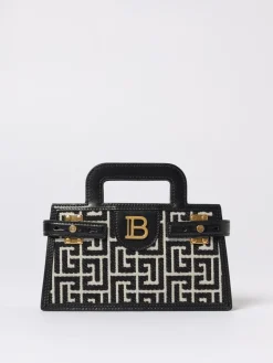 Borsa B-Buzz Balmain in pelle e canvas jacquard