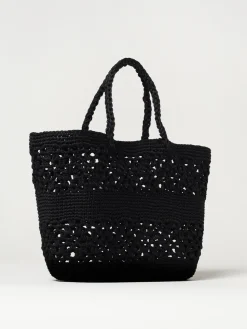 Borsa Bohemienne Twinset in cotone crochet con logo ricamato