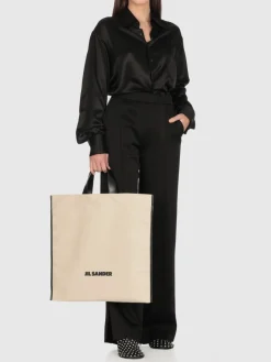 Borsa Book Border Book Square Jil Sander in canvas e pelle